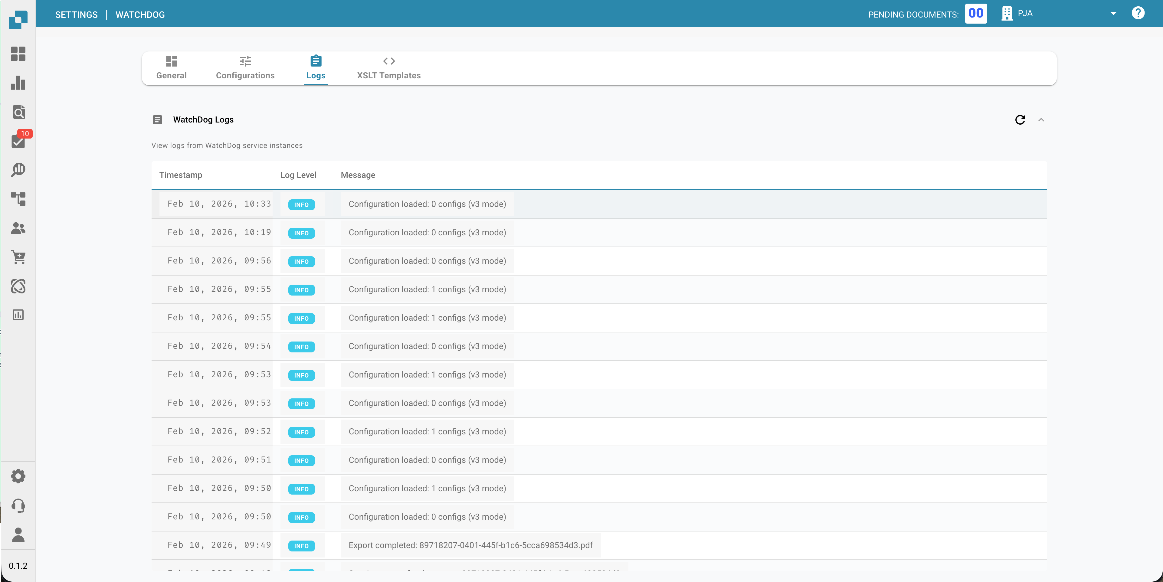 Szczegóły konfiguracji eksportu WatchDog